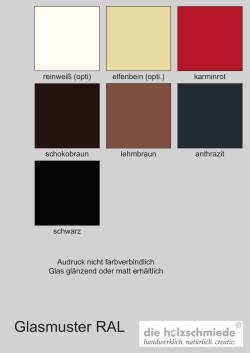 Glasmuster RAL - Die Holzschmiede