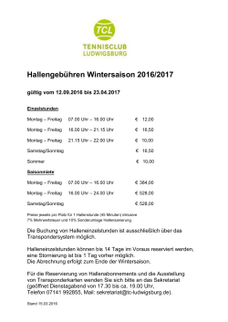 Hallengebühren 2016/2017