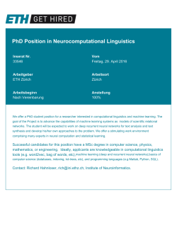 PhD Position in Neurocomputational Linguistics