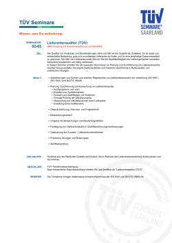 Lieferantenauditor - TÜV Saarland Bildung + Consulting GmbH