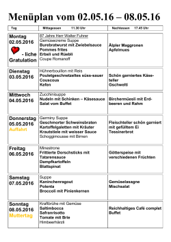 Menüplan 02.05.2016
