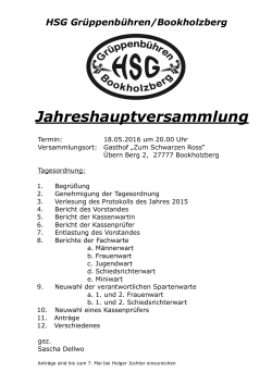 Jahreshauptversammlung - Die Landkreis HSG – Grüppenbühren