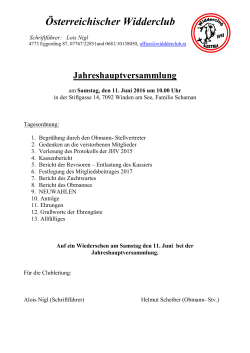 Einladung JHV - Österreichischer Widderclub