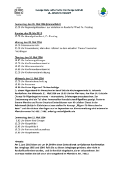 Wochenübersicht. - Kirchengemeinde Rosdorf
