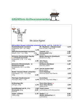 GR&Uuml;Nflink-Grillwarenangebot Die Saison beginnt