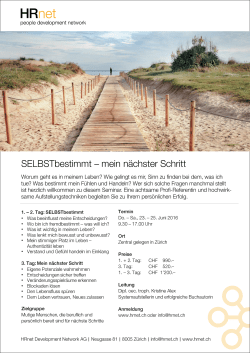 SELBSTbestimmt – mein nächster Schritt