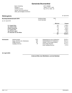 Wahlergebnis der Bundespräsidentenwahl 2016 in Brunnenthal