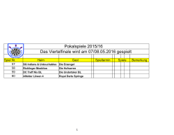 Pokalspiele 2015/16 Das Viertelfinale wird am 07/08.05.2016 gespielt