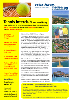 Tennis Interclub Vorbereitung - Reise