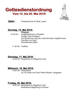 Gottesdienstordnung - Pfarrei Oberkirch