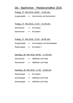 Spielplan Badminton Essen2016