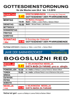 Gottesdienstordnung 5. Osterwoche