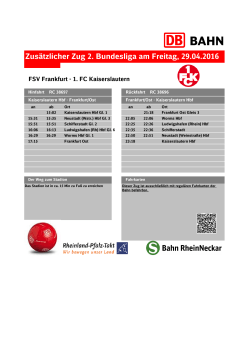 Zusätzlicher Zug 2. Bundesliga am Freitag, 29.04.2016