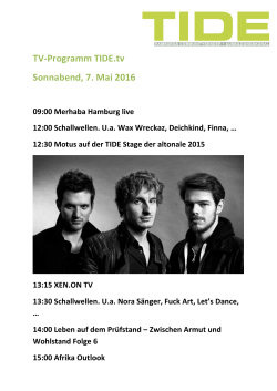 TV-Programm TIDE.tv Sonnabend, 7. Mai 2016