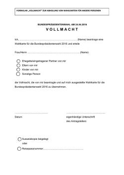 Vollmacht zur Abholung von Wahlkarten für andere Personen