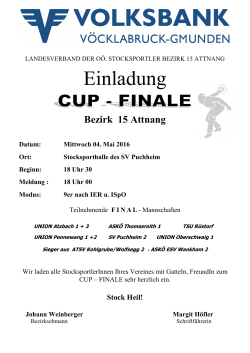 Einladung Bezirks-Cup Finale