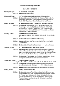 Gottesdienstordnung Grabenst&auml;tt 25.04.2016