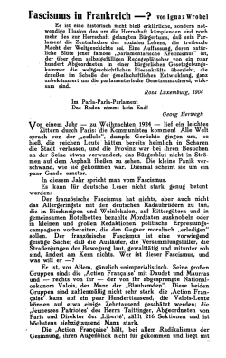 Ignaz Wrobel . . . . . Fascismus in Frankreich