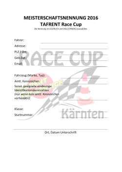 MEISTERSCHAFTSNENNUNG 2016 TAFRENT Race Cup