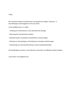 Verlag Wir vermitteln Praktika im Kulturbereich zum Beispiel bei