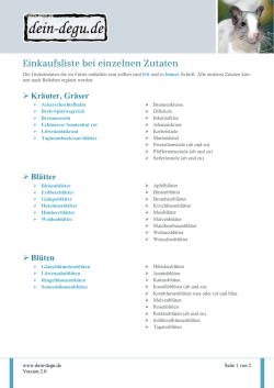 Einkaufsliste bei einzelnen Zutaten