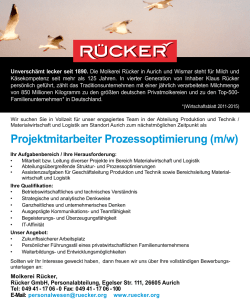 Projektmitarbeiter Prozessoptimierung (m/w)
