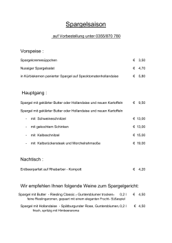 Spargelsaison - Pension & Restaurant Nordstern