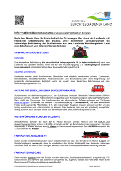 Informationsblatt Sch&uuml;lerbef&ouml;rderung