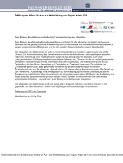 Fachhochschule Kiel: Erklärung der Allianz für Aus