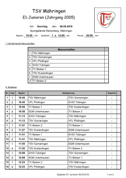 Spielplan E1 - TSV Mähringen