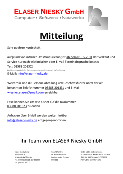 Mitteilung - bei der Elaser Niesky GmbH