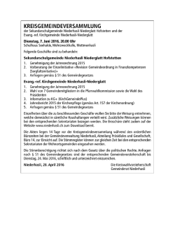 Publikation Ankündigung KGV vom 7. Juni 2016