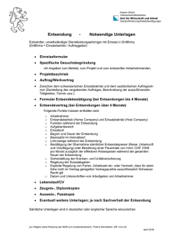 Notwendige Unterlagen Entsendung (unselbst. Dienstleister)