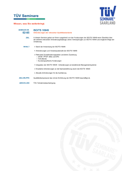 ISO/TS 16949 - TÜV Saarland Bildung + Consulting GmbH