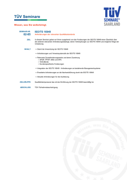 ISO/TS 16949 - T&Uuml;V Saarland Bildung + Consulting GmbH
