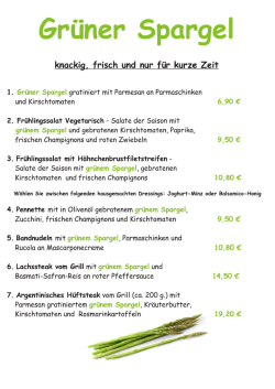 Page 1 Grüner Spargel knackia. frisch und nur für kurze Zeit 1