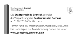 Die Stadtgemeinde Bruneck schreibt die