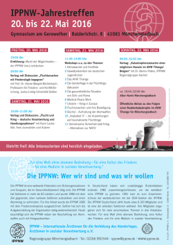 IPPNW-Jahrestreffen 20. bis 22. Mai 2016 Gymnasium am Geroweiher