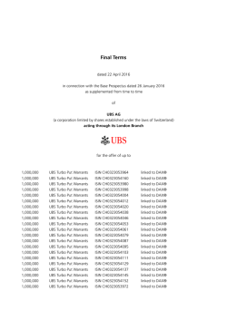 Endgültige Bedingungen - UBS
