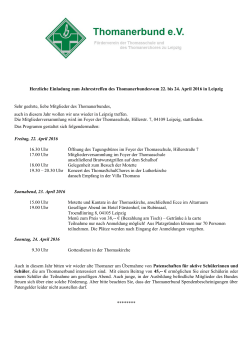 Herzliche Einladung zum Jahrestreffen des Thomanerbundesvom