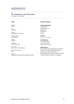 dipl. Pflegefachfrau HF/FH Psychiatrie - spitalstellenmarkt.ch