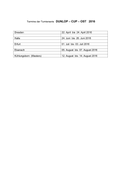 DUNLOP-CUP-OST - Turniertermine 2016 - sportverbund