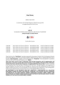 Endgültigen Bedingungen - UBS