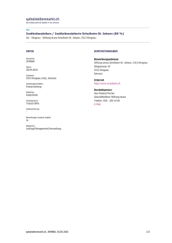 Institutionsleiters / Institutionsleiterin Schulheim St. Johann (80 %)