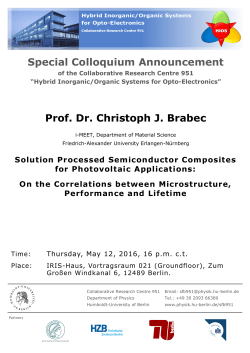 Special Colloquium Announcement Prof. Dr - Hu