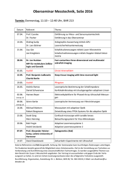 Oberseminar Messtechnik, SoSe 2016