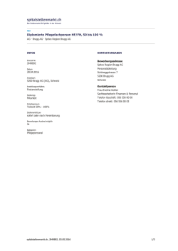 Diplomierte Pflegefachperson HF/FH, 50 bis 100