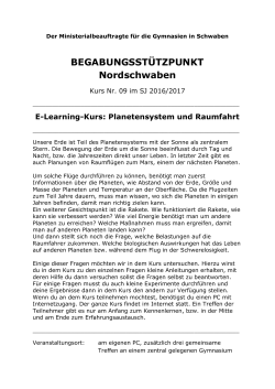 Planetensystem und Raumfahrt Gymnasium Wertingen (pdf | 89 KB)