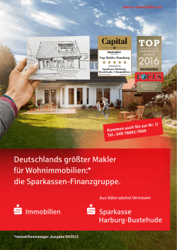 Deutschlands größter Makler für Wohnimmobilien:* die Sparkassen