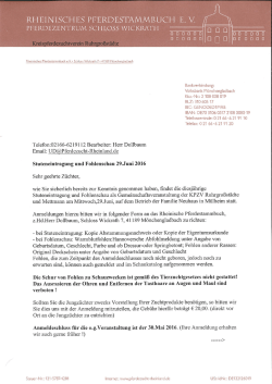 Züchterbrief - Rheinisches Pferdestammbuch eV